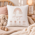 Coussin de naissance personnalisé fille – Arc-en-ciel