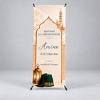 X-banner circoncision Tahara vue de face, décor arche et mosquée, prénom Amine