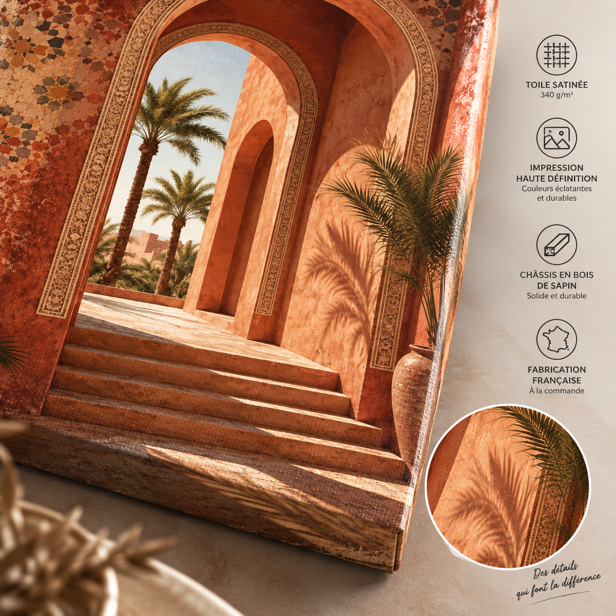Détails de fabrication du tableau Arches Marocaines
