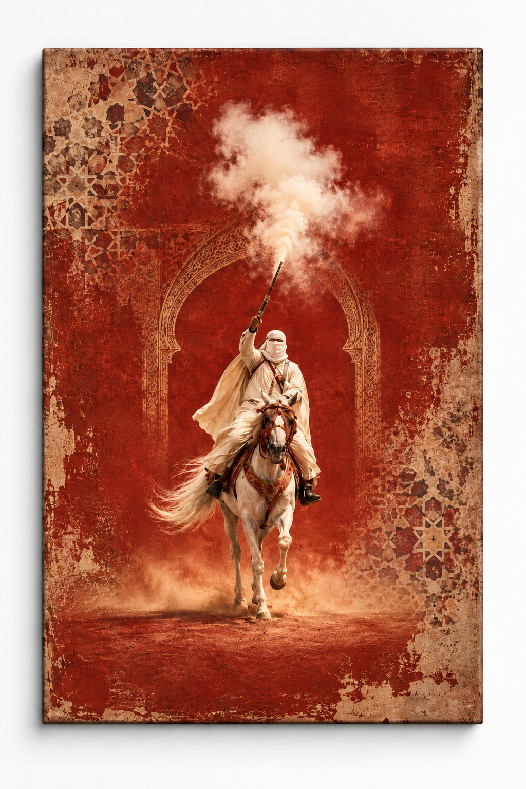 Tableau marocain Fantasia Cavalier – Terre Rouge