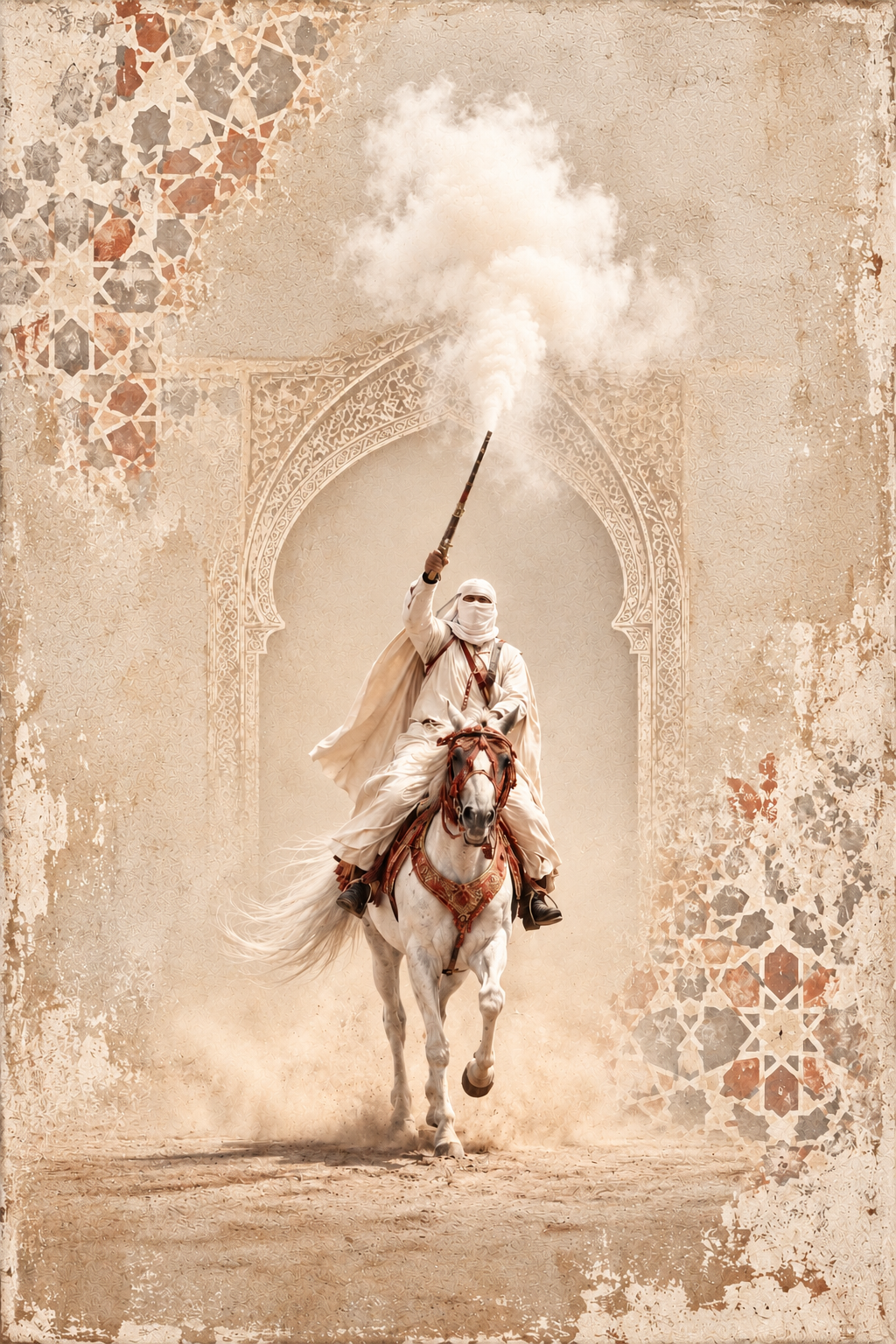 Tableau marocain Fantasia Cavalier – coloris Sable