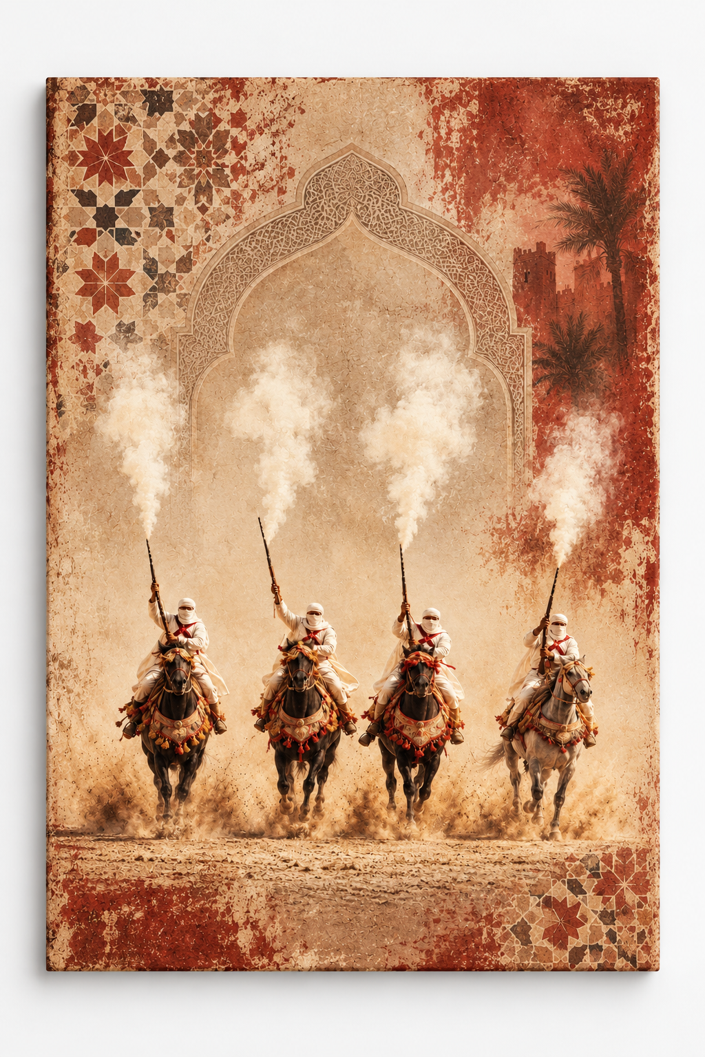 Tableau marocain Fantasia – Cavaliers traditionnels