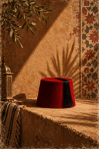 Tableau marocain Le Tarbouche – tarbouche rouge et zellige