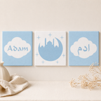 Triptyque personnalisé garçon – prénom en français & arabe